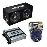 Kicker Bundle Loaded Dual 12 Ported Comp 600W Sub Box Enclosure 43DC122 with Harmony HA-A400.1 Amp and Amplifier Wiring Kit
