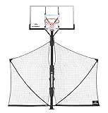 Silverback Basketball Yard Guard Defensive Net System Rebounder with Foldable Net and Arms into Pole , White/Black, Large