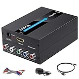 EASYCEL HDMI to Component Converter with HDMI and Component Cables, 1080P Aluminum HDMI to RGB Converter, HDMI to YPbPr 5RCA Converter with Scaler Function