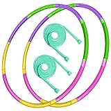 2 Pack Adjustable Exercise Hoop and Jump Rope for Kids, Detachable Kids Fitness Toy Hoop for Boys Girls