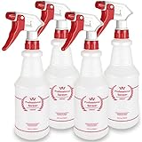 Uineko Plastic Spray Bottle (4 Pack, 24 Oz, All-Purpose) Heavy Duty Spraying Bottles Leak Proof Mist Empty Water Bottle for Cleaning Solution Planting Pet with Adjustable Nozzle and Measurements