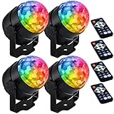 4 Pack Bluex Bulbs Disco Party Lights - Sound Activated LED Strobe Lights with Remote Control Indoor Rotating RGB DJ Disco Light Ball Lights with 7 Modes for Events Birthdays Disco Lights for Parties