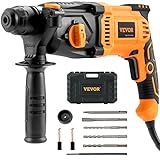 VEVOR 1 Inch SDS-Plus Rotary Hammer Drill, 8 Amp Corded Drills, Heavy Duty Chipping Hammers w/Safety Clutch, Electric Demolition Hammers, Taladro Rotomartillo, Power Tool For Concrete