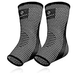Benmarck Achilles Tendon Support Brace, Plantar Fasciitis Sock, Ankle Compression Sleeve For Running, Tendonitis and Flat Feet Relief (Gray Black, Unisize)