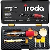 IRODA SOLDERPRO 50K Butane Soldering Iron Kit | 4-in-1 30-70W Heat Gun | Mini Torch | Cordless Portable Butane Soldering Kit Rapid Heat Up (Taiwan Made)