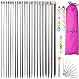 Knitting Needle Set, BCMRUN 22PCS 2mm(B)-8mm(L) Straight Single Pointed Stainless Steel Sweater Needles Set(11Pair-11 Size,9.8 inch) with Locking Stitch Makers Large-Eye Needles Measure Tape (36CM)