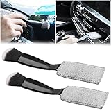 Jerbor 2Pack Double Head Brush for Car Clean,2 in 1 Car Duster for Detailing Interior,Car Air Vents Dashboard Screen Clean Brush