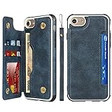 Cavor for iPhone 6/6s/7/8/SE 2022/SE 2020 Case Wallet with Card Holder[4 Card Slots] [with Lanyard] PU Leather Flip Shockproof Cover for iPhone 6/6s/7/8/SE 2022/SE 2020 - Blue