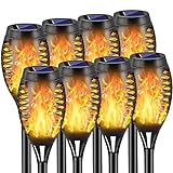 COCOMOX Solar Torch Lights Outdoor, 8 Pack Solar Torch Lights with Flickering Flame, 12 LED Mini Tiki Torches for Outside Waterproof Landscape Decorations for Garden Pathway Dusk to Dawn Auto On/Off