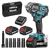 Uaoaii 1000Nm(738ft-lbs) Cordless Impact Wrench High Torque, 1/2 Power Battery Impact Gun w/ 2x 4.0Ah Battery, Fast Charger, 5 Sockets, Storage Tool Box & Variable Speeds for Car Tire Truck RV Mower
