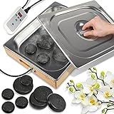 Portable Massage Stone Warmer Set Electric Spa Hot Stones Massager and Heater Kit with 6 Large and 6 Small Round Shaped Basalt Warm Massaging Therapy Rocks Equipment, Digital Controller Heating Bag