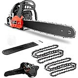 CYGURT 58CC Gas Chainsaw, 20' 3.5 HP 2-Stroke Handheld Gasoline Chain Saw Gsa with Carrying Bag & 2 Chains, Power Chain Saw for Tree Stumps, Tree Felling, and Firewood Cutting(Red)