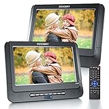 10'' Dual Screen DESOBRY Portable DVD Players for Car with HD Transmission 5-Hour Rechargeable Battery Headrest DVD Player Suport USB TF Card All Region Free Last Memory Function