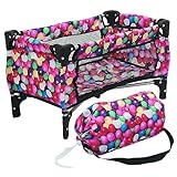 Mommy & Me Baby Doll Crib, Doll Playpen, Doll Bed, Fits Dolls Up to 18 Inches, with Blanket and Carry Along Storage Bag, Gumball