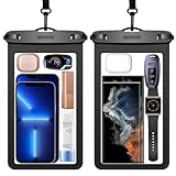 newppon Large Waterproof Phone Pouch : 2 Pack Underwater Clear Cellphone Holder - Universal Water Resistant Dry Bag Case with Neck Lanyard for iPhone Samsung Galaxy for Beach Swimming Pool