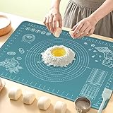 Silicone Pastry Mat Extra Thick Non-stick Baking Mat, 28' x 20' Rolling Dough With Measurements Non-slip Silicone Mat, Kneading Mat, Counter Mat, Dough Mat with Edge Heightening