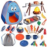 Kids Camping Set with Tent for 2 Toddlers-Kids Camping Toys for Kids 3-5 with Pop up Play Tent-Indoor Outdoor Pretend Camping Toys