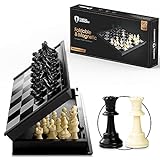 Chess Armory Magnetic 9.5 Inches Travel Chess Set - Folding Board with Storage Box & 2 Extra Queen.