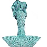 Fu Store Mermaid Tail Blanket Crochet Mermaid Blanket for Women Teens Girls Soft All Seasons Sofa Sleeping Blanket Cool Birthday Wedding Mother's Day 71‘’x35‘’ Mint Green