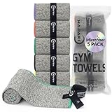 Hapaki Microfiber Workout Towels for Men & Women (5 Pack), Skin Friendly, Odor-Free, Highly Absorbent, Quick Dry Sweat Towel - Gym Towels for Working Out, Yoga, Running, Sport & More (30.5'L x 16'W)