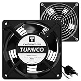Network Cabinet Fan (Dual 2pc Kit for Server Rack Cooling) Pair of Roof Rackmount Muffin Fans 120mm 4in Noise Level 55dBa Steel Frame Ventilation with 110V AC/Ground Cable -Tupavco TP1511
