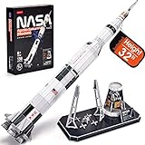 NASA Apollo Saturn V 3D Puzzles for Adults Kids Space Toys for Boys 5-8 Rocket Ship Building Puzzles for Kids Ages 8-10 12-14 Crafts for Adult Space Exploration Puzzle Model Kit Building, 136 Pieces