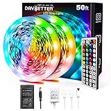 DAYBETTER Led Strip Lights 50ft, Color Changing Led Light Strip with Remote Control, 5050 RGB Strip Lighting Suitable for Easter Decor, Living Room, Kitchen, Home Party Decoration (2 Rolls of 25ft)