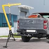 VEVOR Hydraulic Pickup Truck Crane, 1000 lbs Capacity, 360° Swivel, Hitch Mounted Crane with Three Boom Capacities of 500 lbs, 750 lbs & 1000 lbs, for Lifting Goods in Construction, Forestry, Factory