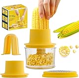 OLEKURT Multifunctional Corn Peeler - Cob Corn Stripper | Quick Remove Corn Kernels | with Bowl Grinding Cover and Safety Handle