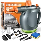 1250W Powerful Handheld Steam Cleaner with Detergent Container and Safety Lock, Multifunctional and Pressurized Hand Held Steamer for Kitchen, Bathroom, Windows and Floors, Steamer for Cleaning
