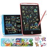 LCD Writing Tablet for Kids, 2 Pack 10 Inch Colorful Screen Drawing Tablet with Stylus & Magnets, Erasable Doodle Board Including Copy Card, Learning Educational Toy Gift for 3+ Years Old Girls Boys