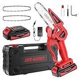 Mini Chainsaw 6 Inch,Cordless Electric Handheld Chainsaw with Safety Lock,21V Hand Chainsaw with Rechargeable Battery Powered,Small Power Chain Saws for Cutting Wood and Branch(Two Chains&One Battery)