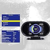 VJOYCAR V70 OBD2 Gauge HUD Heads Up Display, Car Computer OBD ii Scanner Speed Engine Coolant Temperature Fuel Consumption Digital Speedometer Mileage Overspeed Voltage Faulty Code Alarms