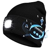 Gifts for Men, Guy Gifts Bluetooth Beanie Hats with Light,Beanie with Light and Bluetooth Headphones, Outdoorsman Gifts (Black)