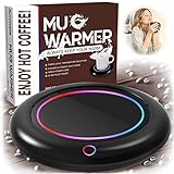 Coffee Mug Warmer, 40w High Power Fast Heating & Novel Colorful Ring Light, Coffee Warmer for Desk Auto Shut Off, 3 Temp Settings, Fits Most Cups, Cup Warmer for Scalding Coffee, Tea and Milk