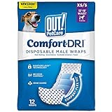 OUT! Pet Care Disposable Male Dog Diapers | Absorbent Male Wraps with Leak Proof Fit | XS/Small, 12 Count