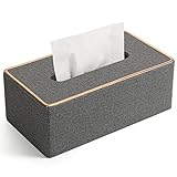 Tissue Box Cover, PU Leather Tissue Box Holder Rectangular Kleenex Box Covers for Home/Office/Car Decoration 9.84'X5.23'X3.77' - Grey