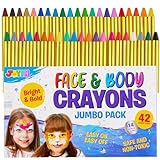 42PCS Face and Body Paint Crayons, Face Painting Kit Safe and Non-Toxic Ultimate Party Pack Including 14 Metallic Colors for Birthday Makeup Party Supplies, Festivals, Gifts for Kids Girls Boys