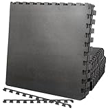 HomGarden Puzzle Exercise Mat 1/2’’ EVA Interlocking Foam Floor Mats for Exercise Equipment Home Gym Workout Mat(6 Tiles) Black
