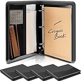 Cholemy 5 Pack 3 Ring Zippered Binder 1 in Portfolio Organizer for 9' x 12'' Documents Black Binder with Zipper Business Checkbook Binder for School Check Document Paper Notes, 200 Sheet Capacity