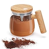 VAlinks Self Stirring Coffee Mug, Glass Electric Self Mixing Cup with Lid & Handle, 400ml Auto Self Stirring Cup To Stir Coffee, Mixed Milk, Powder (Need 2*AAA Battery)