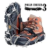Crampons Upgraded 19 Spikes with 304 Stainless Steel Chain Ice Snow Grips Traction Cleats System Safe Protect for Walking, Jogging, or Hiking on Snow and Ice (Fit S/M/L/XL/XXL Shoes/Boots)
