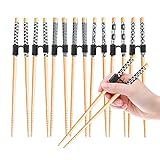7 Pairs Reusable Training Chopsticks Helpers for Kids Adults Trainers Beginner and Each Age Learner, Non-Slip and Portable Practice Wooden Chopsticks Hinges Connector Set (1.Japanese stamp)