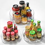 LAMU 3Pack Lazy Susan Turntable Organizer for Cabinet Refrigerator 10''/10.6''/12'' Rotating Lazy Susan for Fridge, Kitchen, Table, Bathroom Vanity Makeup, Pantry Organizers and Storage, Clear