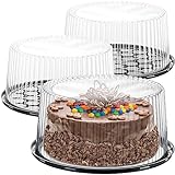 9' Plastic Disposable Cake Containers Carriers with Dome Lids and Cake Boards | 3 Round Cake Carriers for Transport | Clear Bundt Cake Boxes/Cover | 2-3 Layer Cake Holder Display Containers