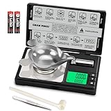 GRAM PRES High Precision Milligram Scale,50g/0.001g Digital Mini Pocket Gram Scale,Mg Scale for Weighing Powders,Jewelry, Medicine, Gem, Reloading, with Cal Weight, Tweezer ，Tray and Scoop