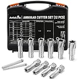 Antstone Annular Cutter Set 12 Pcs Carbide Tips Mag Drill Bits Kit 1/2” to 1-1/16” Cutting Diameter 3/4” Weldon Shank with 2 Pilot Pins for Mag Drill Press Cutting