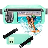 SJEhome Waterproof Phone Pouch,IPX8 Waterproof Phone Case with Adjustable Waist Strap,Compatible with iPhone Whole Series Galaxy Whole Series up to 7',Waist Bag for Beach, Boating,Swim,Green