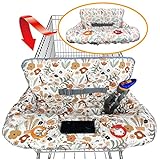 Shopping Cart Cover for Baby Grocery Cart Cover for Baby boy and Baby Girl, High Chair Cover for Baby and Toddler, Baby Registry Gift - Waterproof - Extra Large - Cotton - Double Sided (Orange)