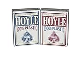 Hoyle RED & Blue Poker Sized 100% Plastic Playing Cards, 2 Deck Set